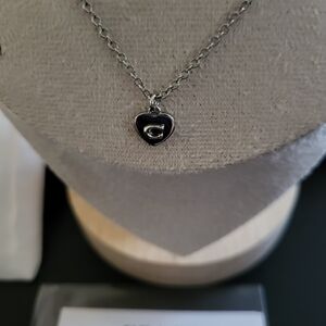 Coach Silver Heart Initial C Necklace